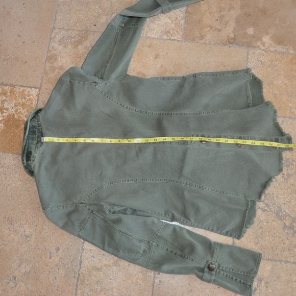Free People Olive Green One Button Denim Jacket - Picture 11 of 11